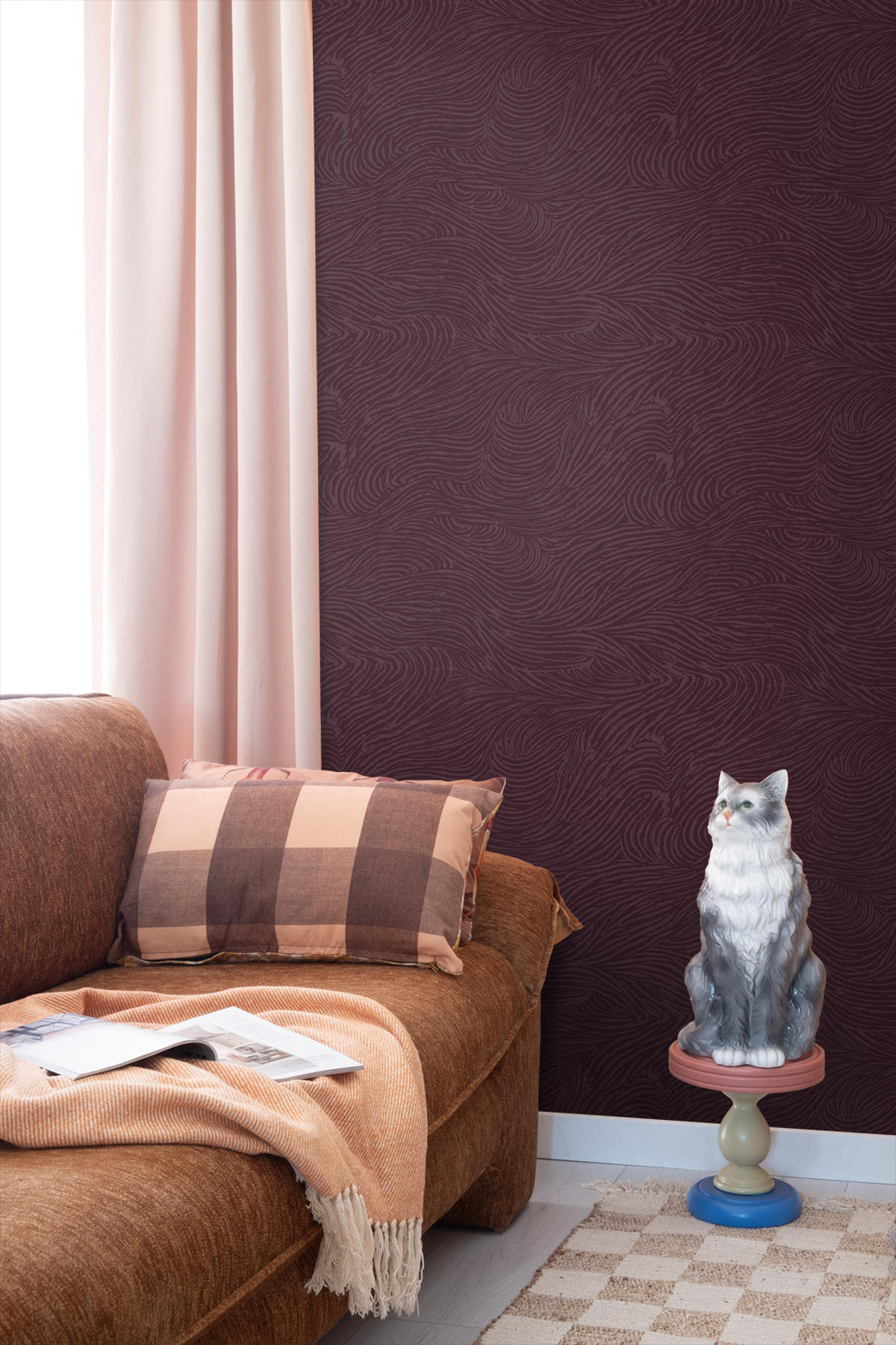 TAPETE 3d Wellenförmige Linien 53 cm x 10.05 m - Lila, Papier (53/1000cm) - ESTAhome