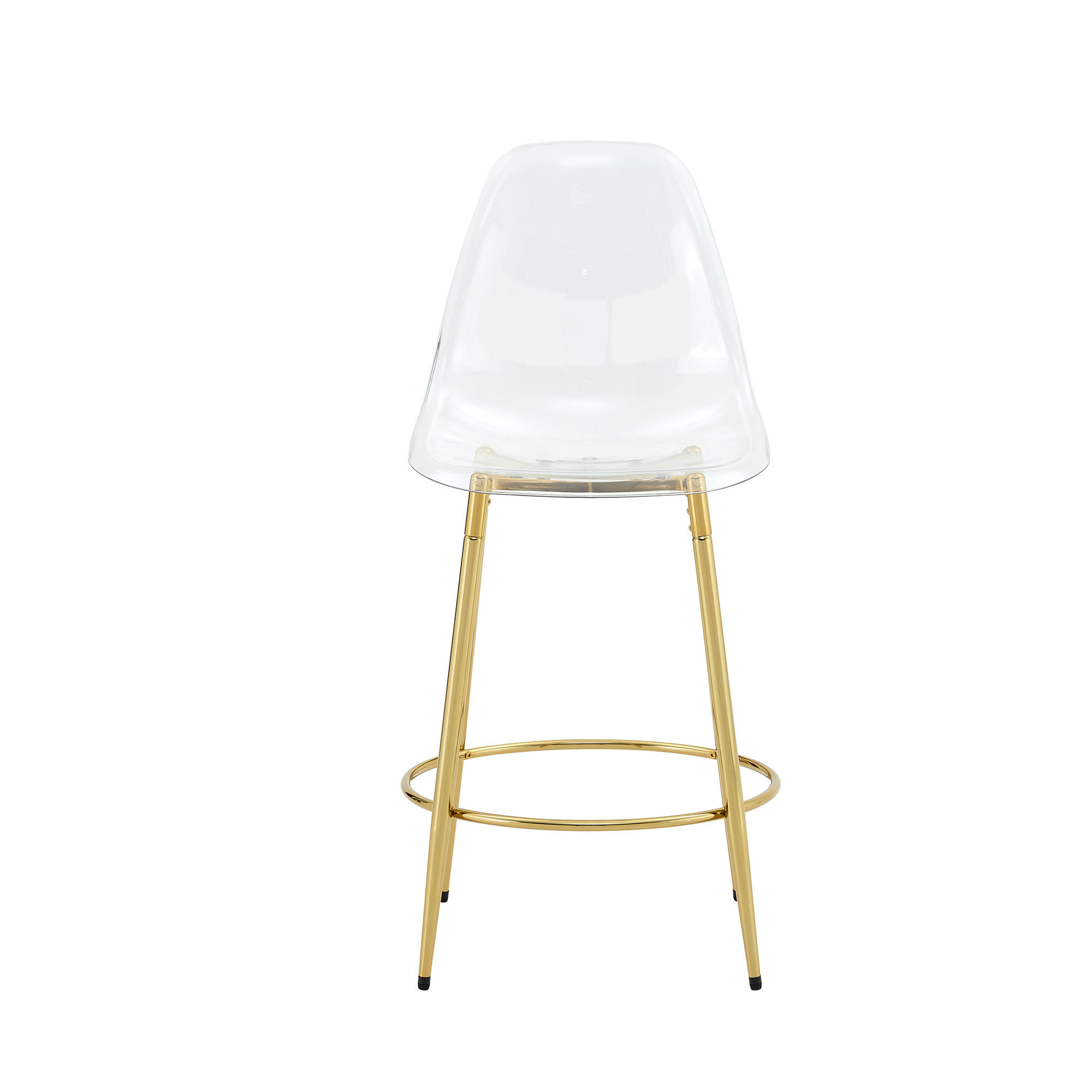 BARHOCKER 2er-Set Transparent und Gold mit Rückenlehne und Fußring - Goldfarben, Metall (48.5/102/48.5cm) - PANGIVO