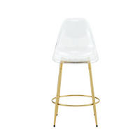BARHOCKER 2er-Set Transparent und Gold mit Rückenlehne und Fußring - Goldfarben, Metall (48.5/102/48.5cm) - PANGIVO
