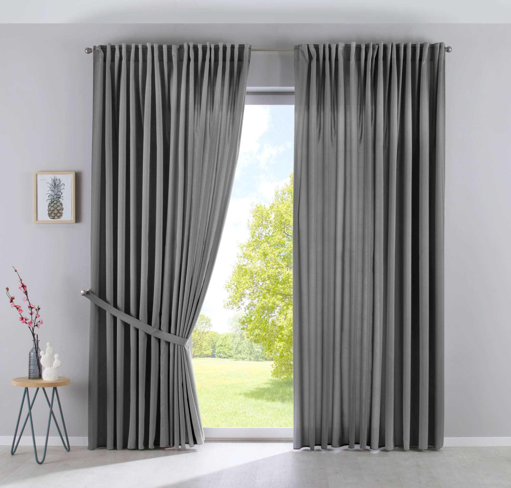 SCHLAUFENGARDINE 2ER SET »Jena« HxB 250x300 cm Grau - Grau, Textil (300/250cm) - Gardinenbox