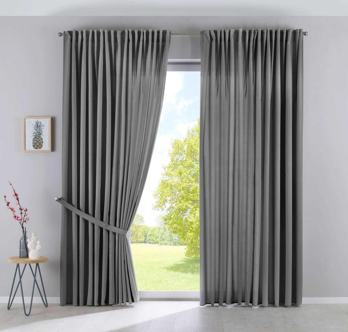 SCHLAUFENGARDINE 2ER SET »Jena« HxB 250x300 cm Grau - Grau, Textil (300/250cm) - Gardinenbox