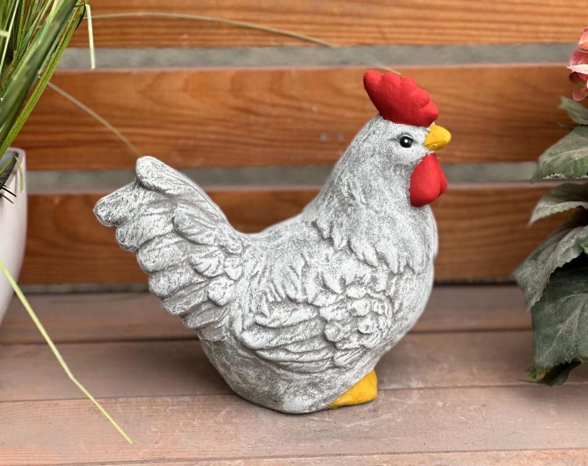 STEINFIGUR Henne Karla Huhn frostfester Steinguss massiv - Grau, Stein (9/16/19cm) - stoneandstyle