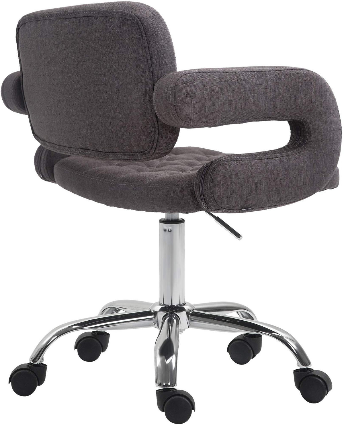 DREHSTUHL Stoff dunkelgrau - Chromfarben/Dunkelgrau, Textil/Metall (62/78/55cm) - CLP