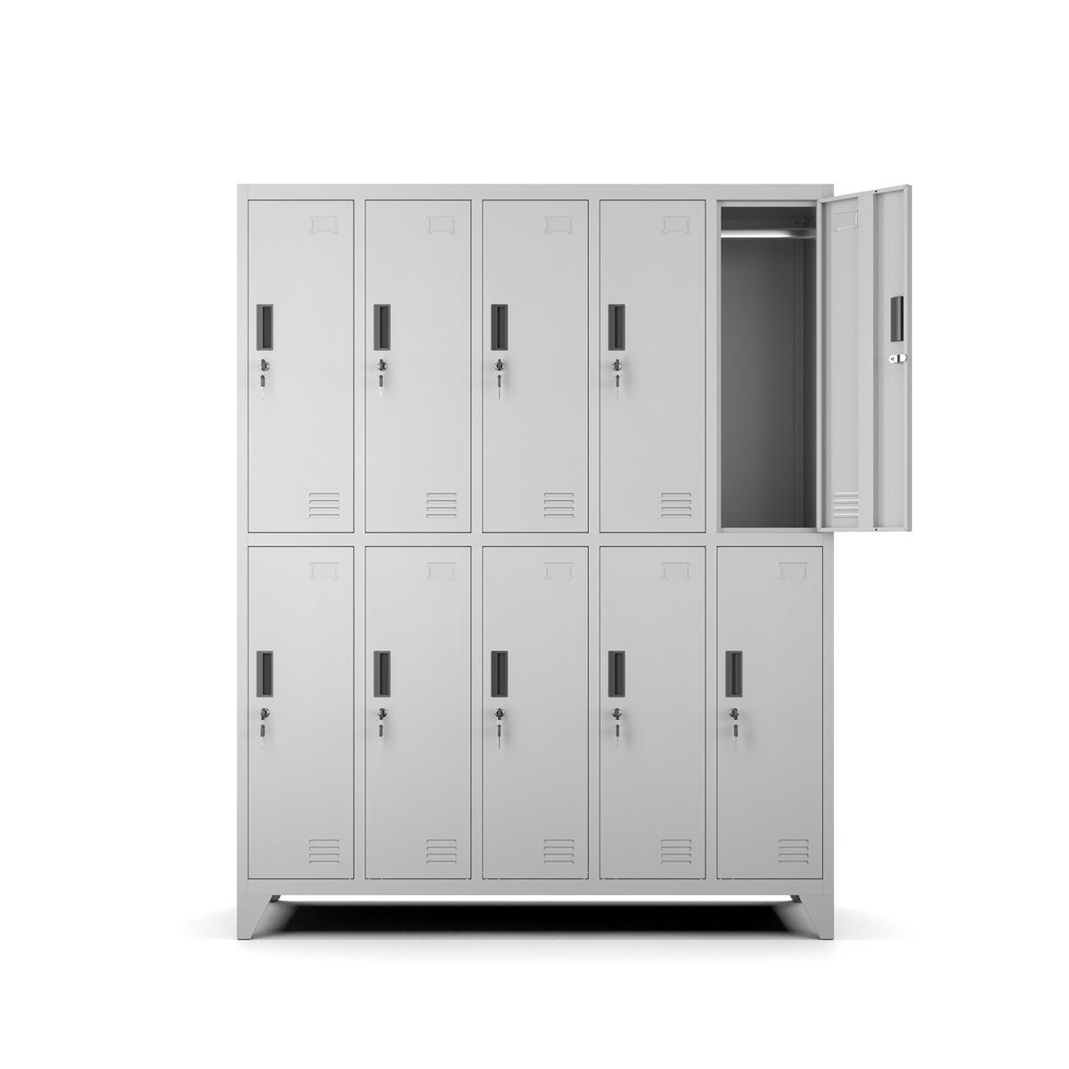 MEHRZWECKSCHRANK mit 10 Fächer Stahl Hellgrau 136x172x45cm - Hellgrau, Metall (136/172/45cm) - Muralo