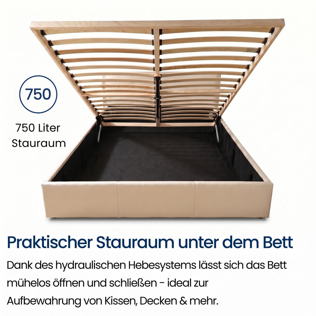 POLSTERBETT mit Stauraum 160x200 cm in Creme - Creme, Holzwerkstoff (160/200cm) - Home Collective