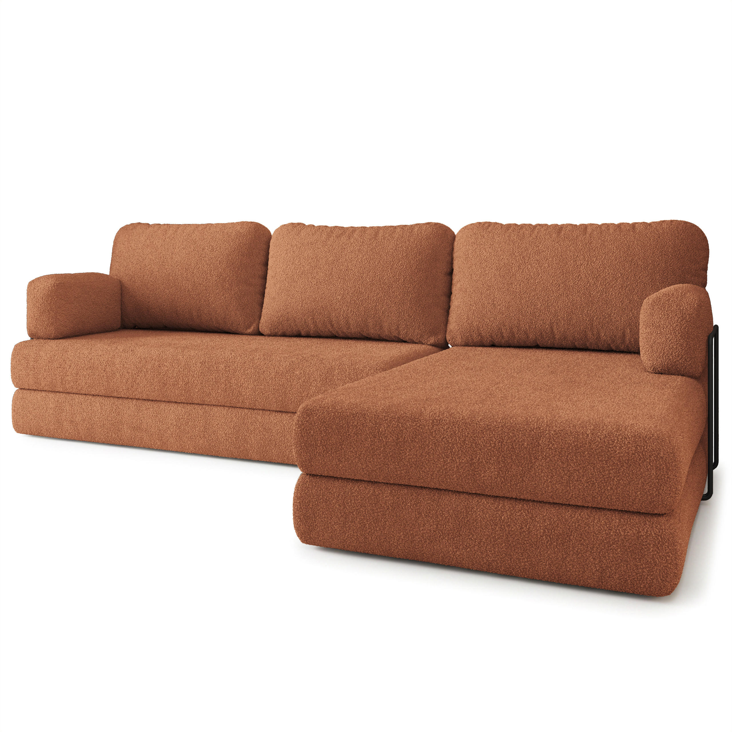 ECKSOFA LEA modulares Boneless Sofa mit Schlaffunktion Orange Boucle-Stoff - Orange, Textil (270/160cm) - MASSENO