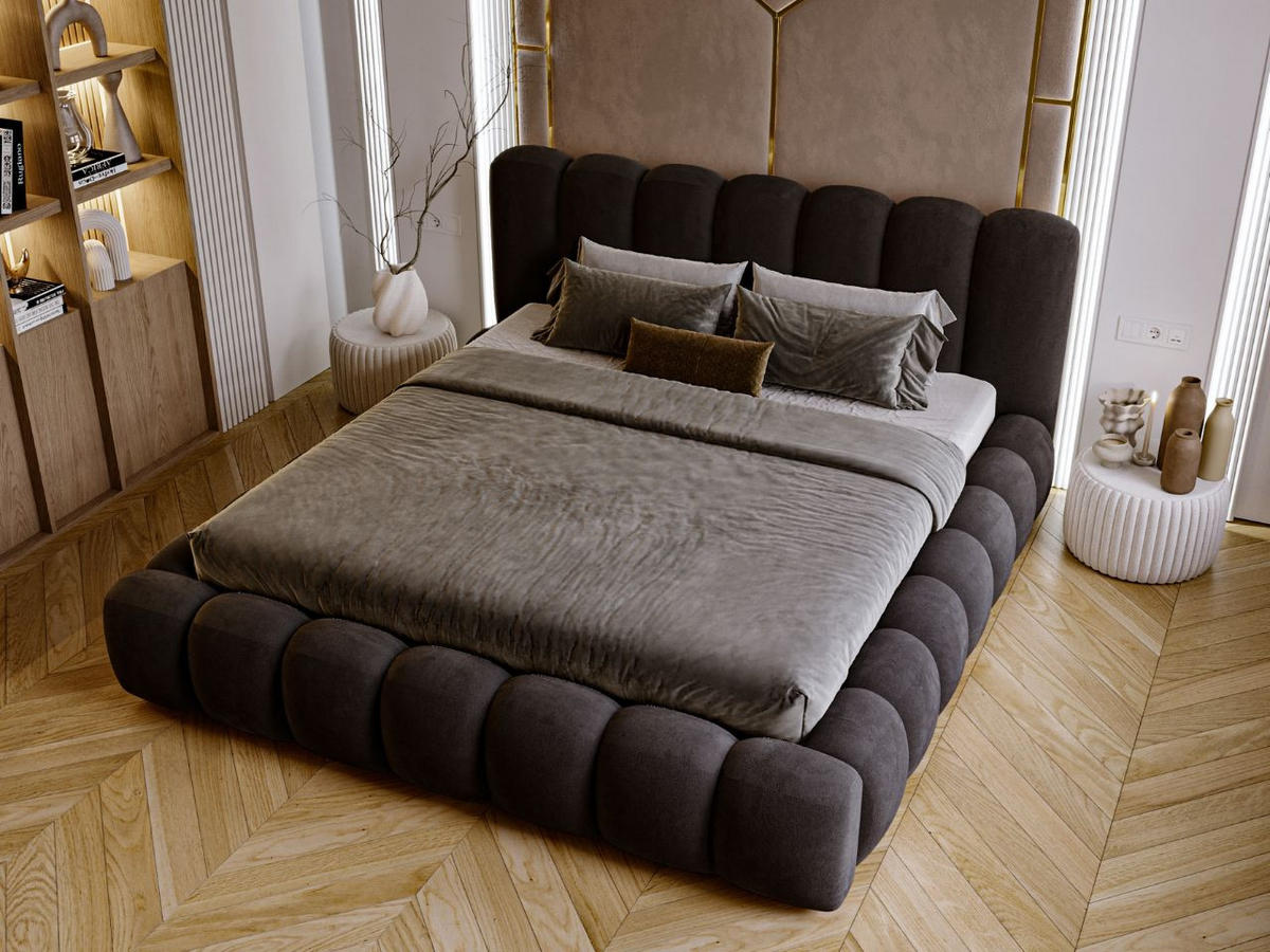 POLSTERBETT Averia 180x200 Dunkelgrau - Dunkelgrau, Textil (180/200cm) - Graingold