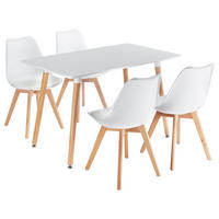 ESSGRUPPE SHANNON ABBY 5er Set weiß - Weiß, Holz/Holzwerkstoff - IDIMEX