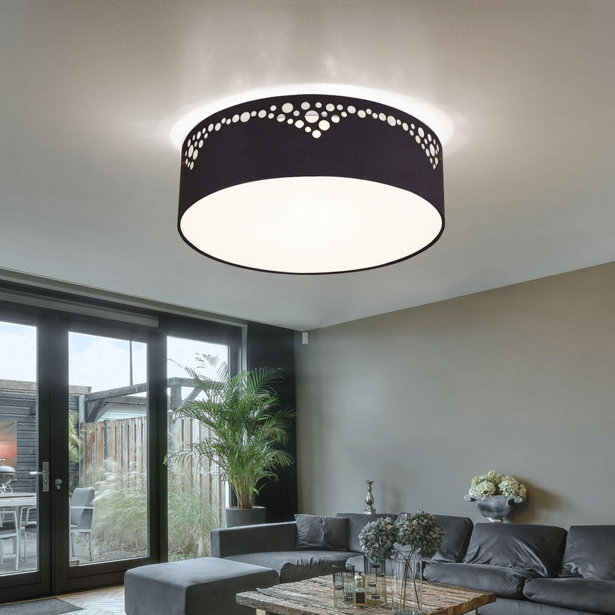 DECKENLEUCHTE Metall Schwarz Opal - Schwarz, Metall (35/35/10cm) - Globo Lighting