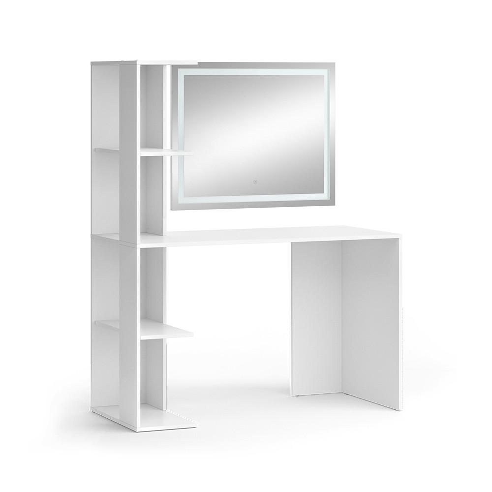 SCHMINKTISCH Tower Weiß 122.2 cm mit LED Spiegel - Weiß, Holzwerkstoff (122.2/75.8/55.2cm) - Vicco