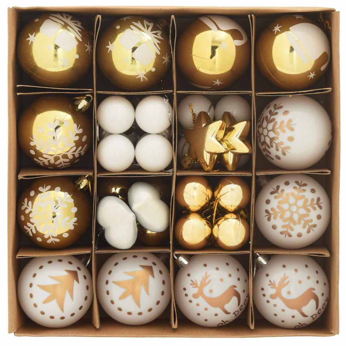 WEIHNACHTSKUGEL-SET 40 -teilig 6/6/6 cm Weiß Kunststoff - Weiß, Kunststoff (6/6/6cm) - vidaXL