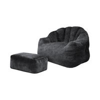 SESSEL mit Hocker Flannelette Schwarz - Schwarz, Kunststoff (86/65/99cm) - Beauniv