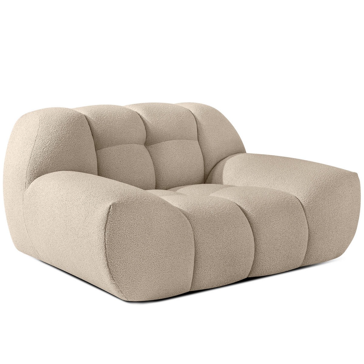 SESSEL VENA mit Pouf Bouclé, Beige - Beige, Holz/Textil (65/38/65cm) - KONSIMO®
