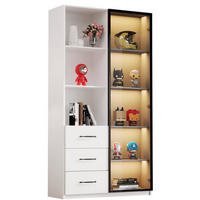 VITRINE 80/40/160 cm aus Spanplatte mit LED-Beleuchtung und Sicherheitsglastür Weiß - Weiß, Holzwerkstoff (80/160/40cm) - Modenvie