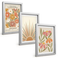 BILDER SET 3er Set - 20x30 cm Silberner Rahmen - Pastellfarbene Sonnenblumen - Silberfarben, Kunststoff (20/30cm) - TULUP