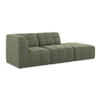 ECKSOFA Rechts Bouclé Stoff Grün - Schwarz/Olivgrün, Holzwerkstoff/Kunststoff (240/90cm) - Makamii