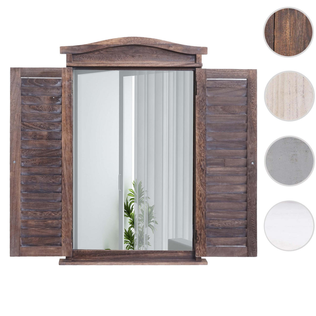 WANDSPIEGEL MIT FENSTERLÄDEN Dunkelbraun - Dunkelbraun, Holz (46/71/5cm) - MCW