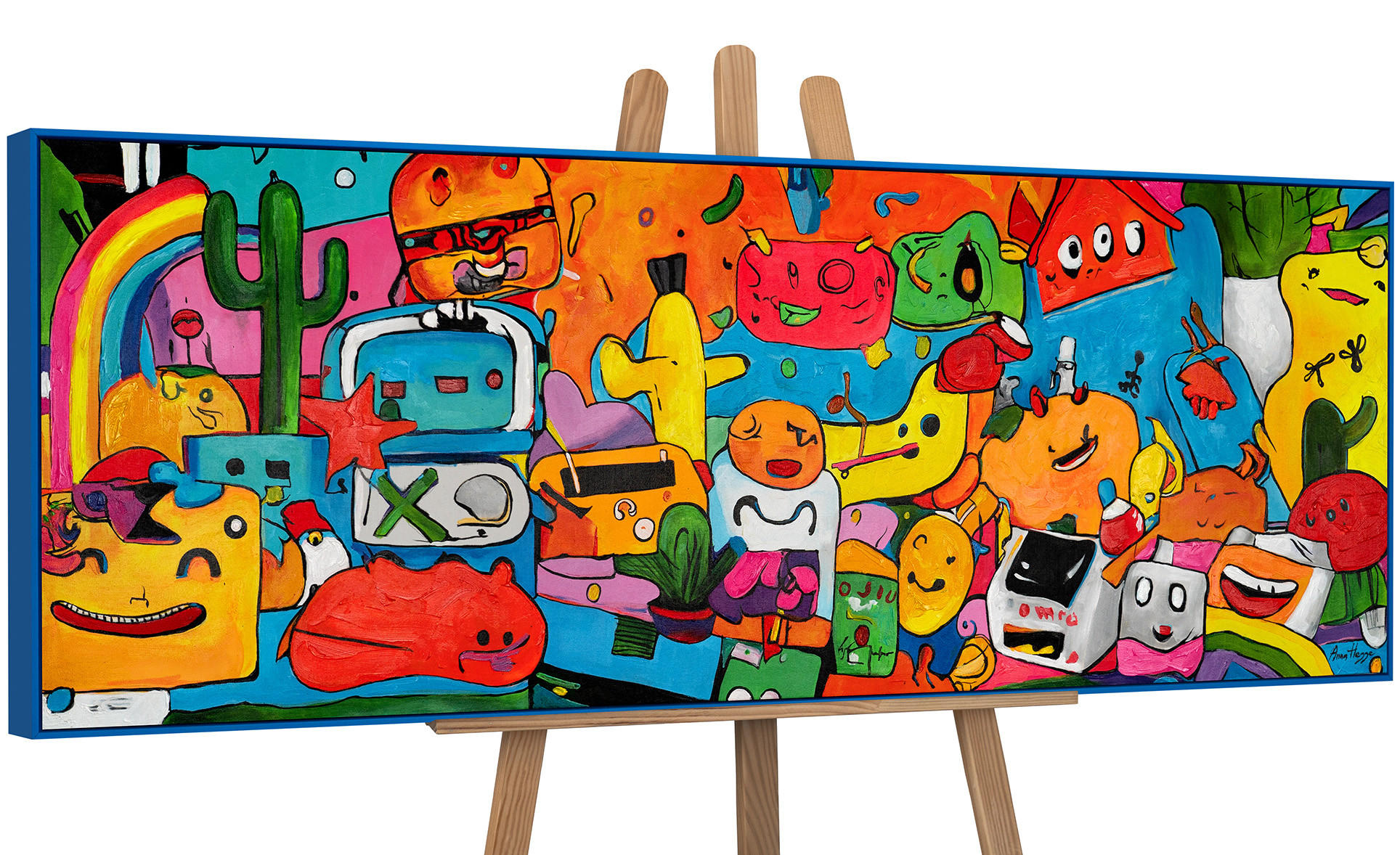 GEMÄLDE Farbenfrohe Welt Schattenfugenrahmen Blau 150x50 cm - Blau, Holz (150/50cm) - YS-art gallery