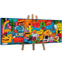 GEMÄLDE Farbenfrohe Welt Schattenfugenrahmen Blau 150x50 cm - Blau, Holz (150/50cm) - YS-art gallery