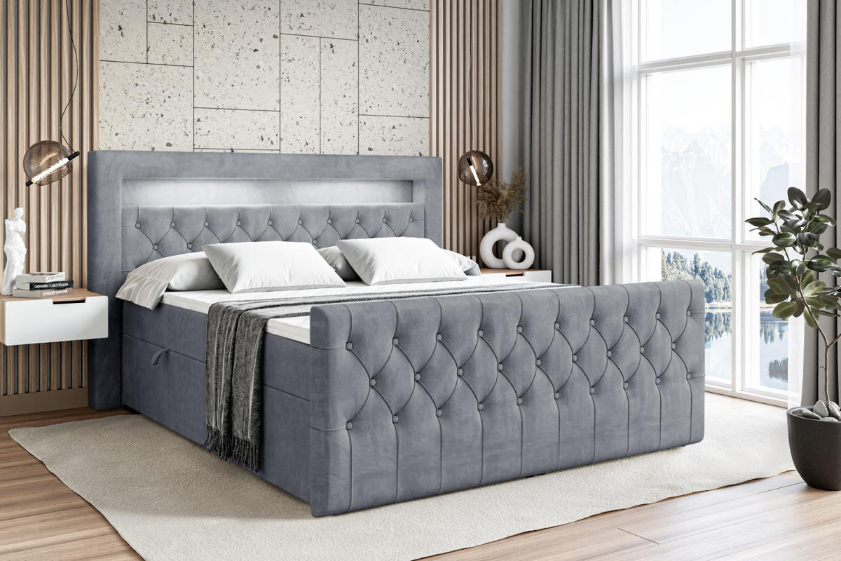 BOXBETT AURORA - 120x200 - H4 - Grau - Grau, Holzwerkstoff (120/200cm) - ALTDECOR