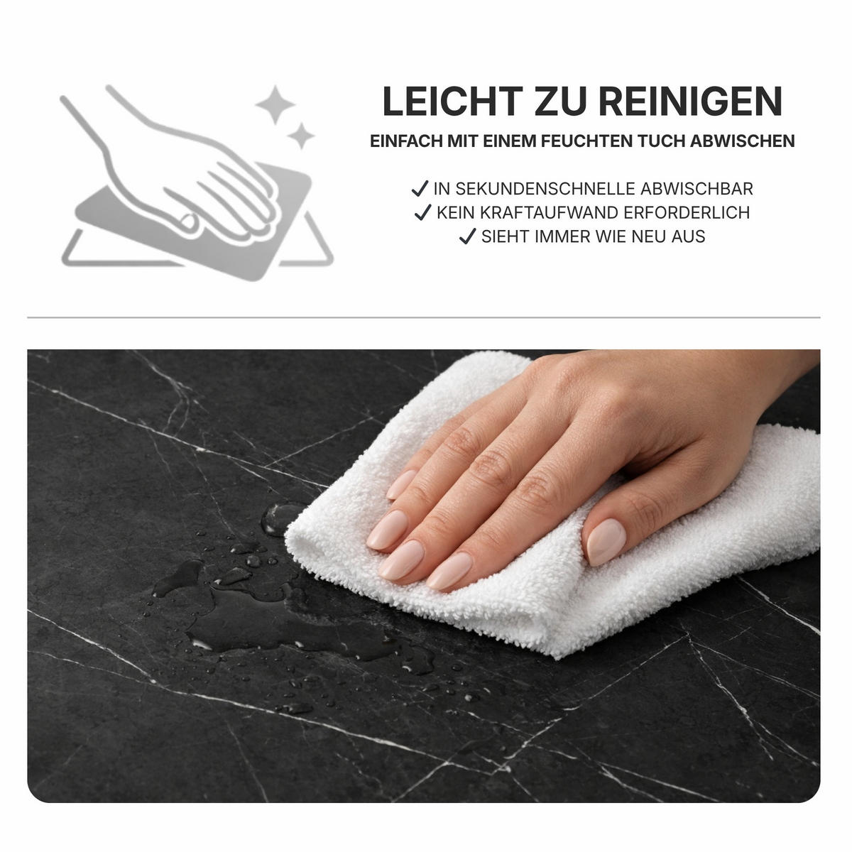 ESSTISCH Ausziehbar von 120 bis 160 cm in Schwarzen Marmor-Optik - Schwarz Hochglanz, Holzwerkstoff (80/160/75cm) - Home Collective