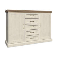 KOMMODE ARVEN mit Schubladen und Türen, Cremeweiß - Eichefarben/Creme, Holz (127/98/45cm) - KONSIMO®
