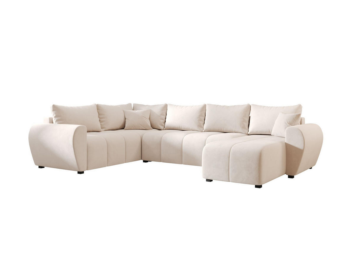 WOHNLANDSCHAFT MOLISA U PLUS Itaka 16 Rechts mit Schlaffunktion - Beige, Textil (303/82/208cm) - Bedante