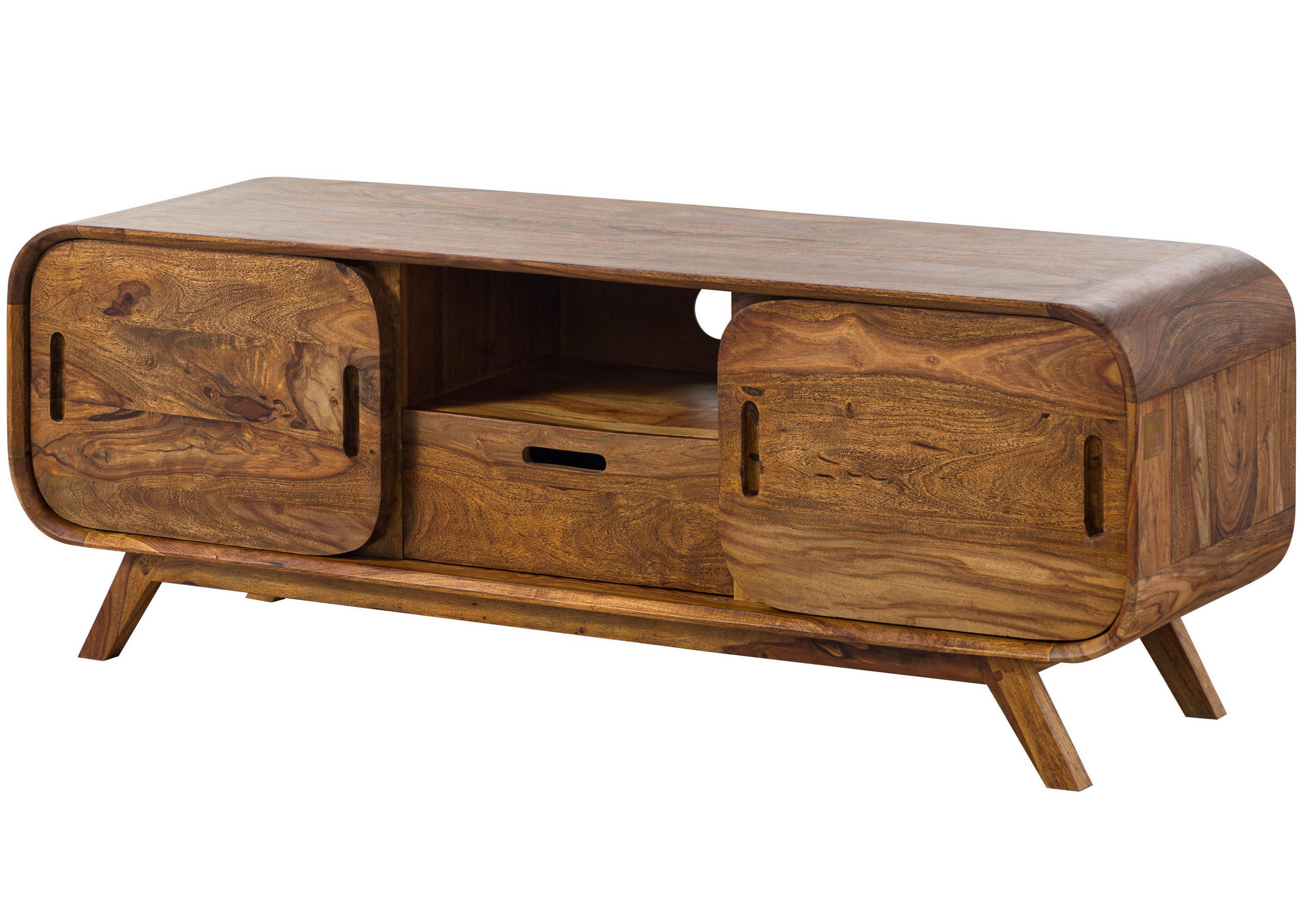 TV-BOARD Sheesham 134x40x48 hellbraun lackiert MAILAND #125 - Braun, Holz (134/48/40cm) - Massivmoebel24