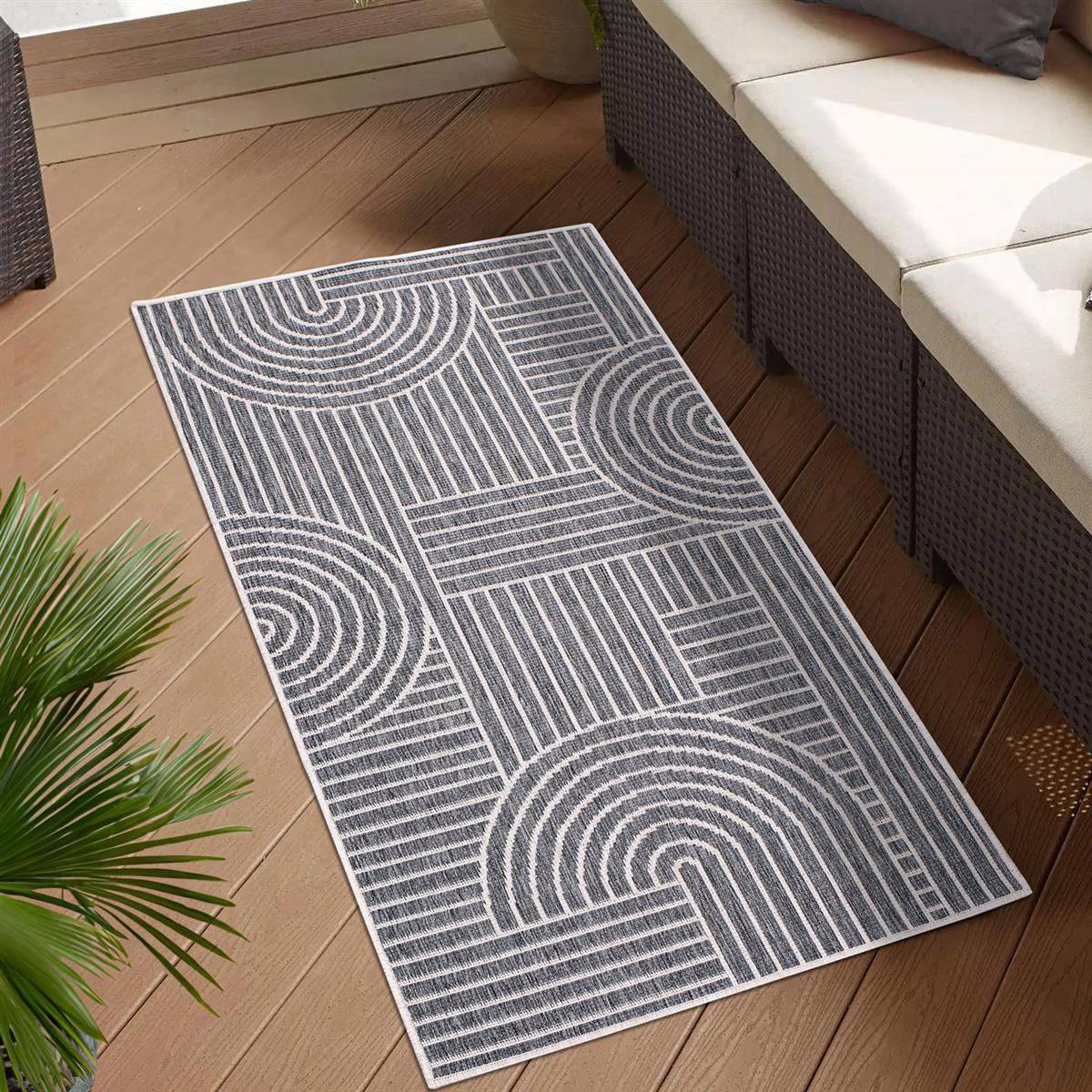 OUTDOOR-TEPPICH DuoRug 5842 Grau 80x150 cm - Grau, Textil (80/150cm) - carpet city