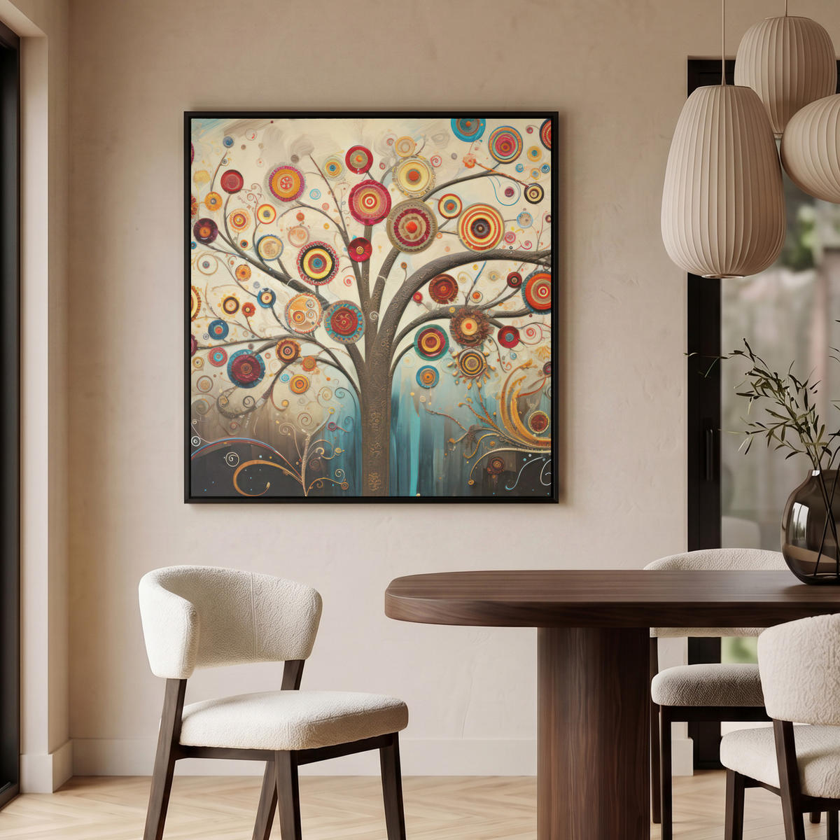LEINWAND Bilder mit Rahmen - Baum - Baum des Lebens - Farbe - 90x90 - Braun, Textil (90/90cm) - MuchoWow