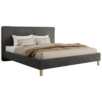 ČALÚNENÁ POSTEĽ LUMARO CLASSIC 160/200 - Tmavosivá Samet - Matrac Foam - jadrový buk/tmavosivá, drevo/textil (160/200cm) - MKS