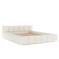 POLSTERBETT Milos mit Stauraum 160/200 cm Creme im Modesto Stoff - Creme/Schwarz, Holz/Holzwerkstoff (160/200cm) - AltaBeds
