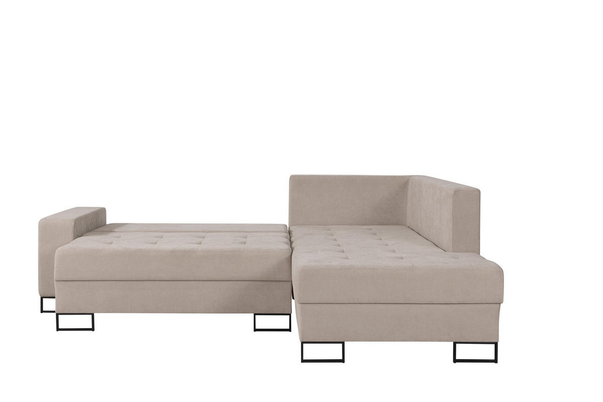 ECKSOFA mit Schlaffunktion Rechts Beige Chenille - 245x200 cm - Trevi - Beige/Schwarz, Holz/Holzwerkstoff (245/200cm) - Ravio