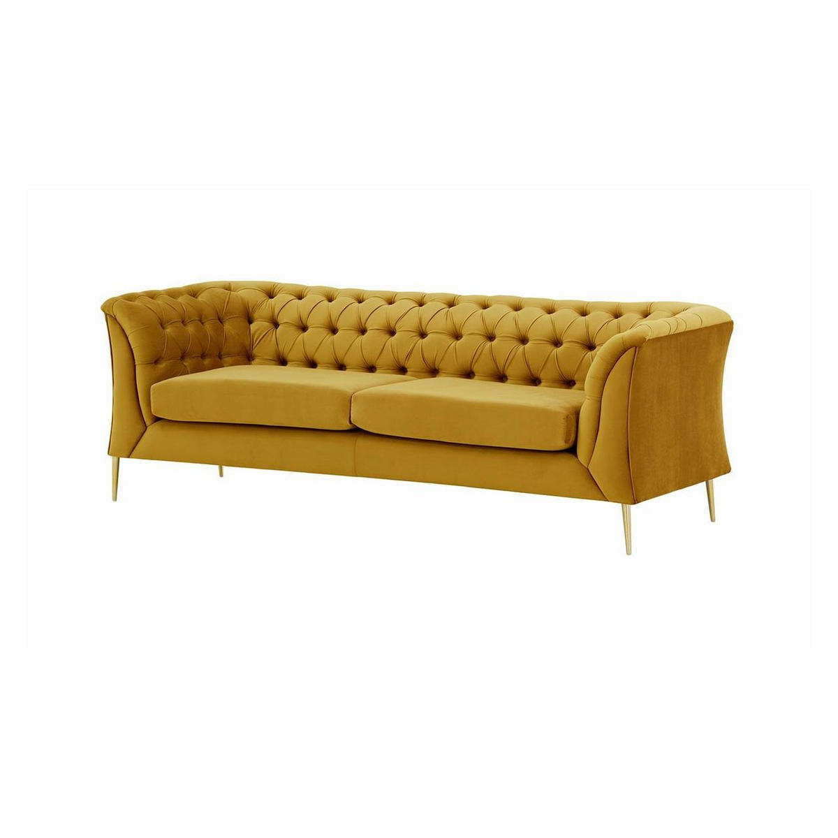 2,5-SITZER-SOFA Chesterfield Modern-Velluto 8 - Gelb, Holz/Textil (209/74/80cm)