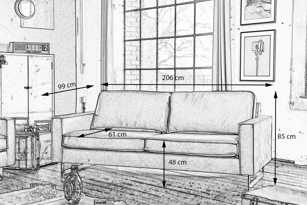 SOFA VILNIUS Braun Kunstleder - Dunkelbraun/Schwarz, Textil (206/85/99cm) - KAWOLA