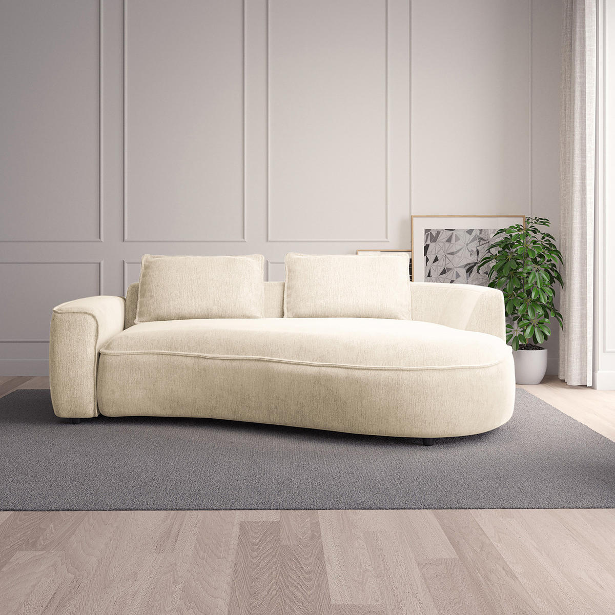 2,5-SITZER SOFA - Champagner/Schwarz, Kunststoff/Textil (217/82/146cm) - home24