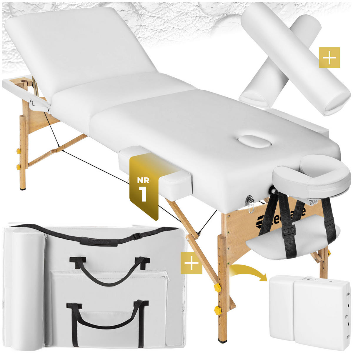 MASSAGELIEGE-SET 3 Zonen Somwang,218 x 102 x 90 cm,weiß - Weiß, Textil (108/90/218cm) - tectake