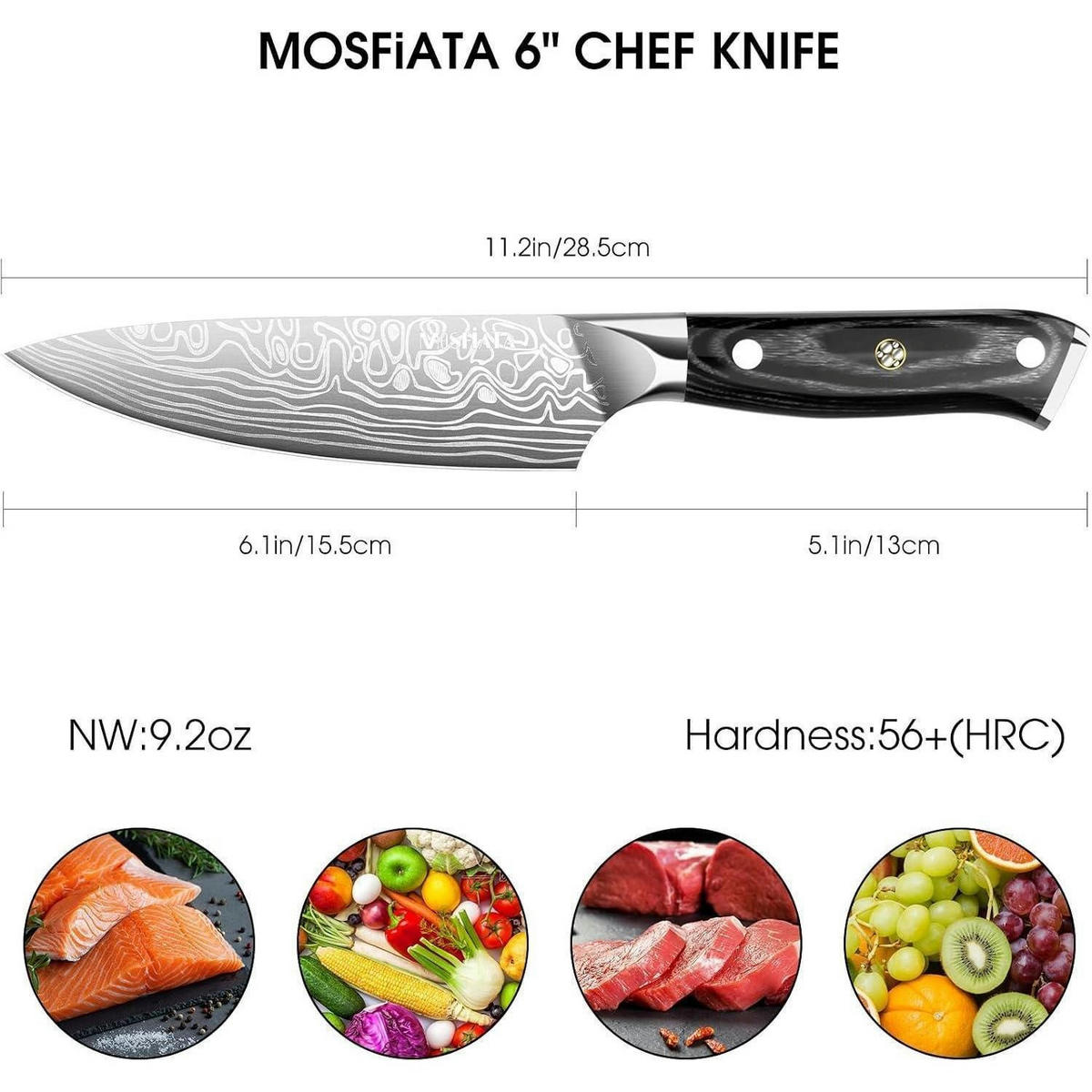 KOCHMESSER 15 cm mit Holzgriff - Silberfarben, Metall (28.5cm)