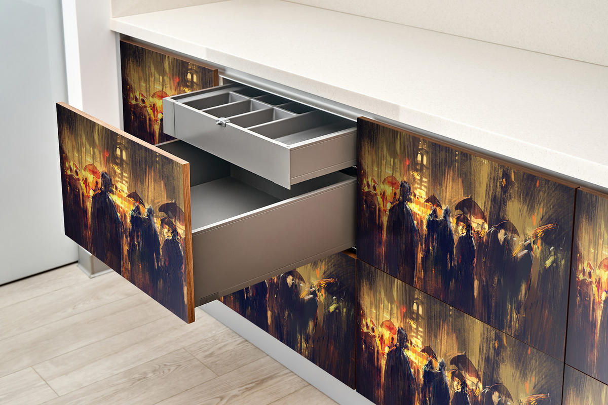 MÖBLAUFKLEBER 100x50 cm mehrfarbig - Eichefarben/Multicolor, Kunststoff (100/50/0.1cm) - Wallfluent