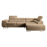 ECKSOFA Stevil Beige Velours - Beige/Silberfarben, Textil/Metall (275/203cm) - Selsey