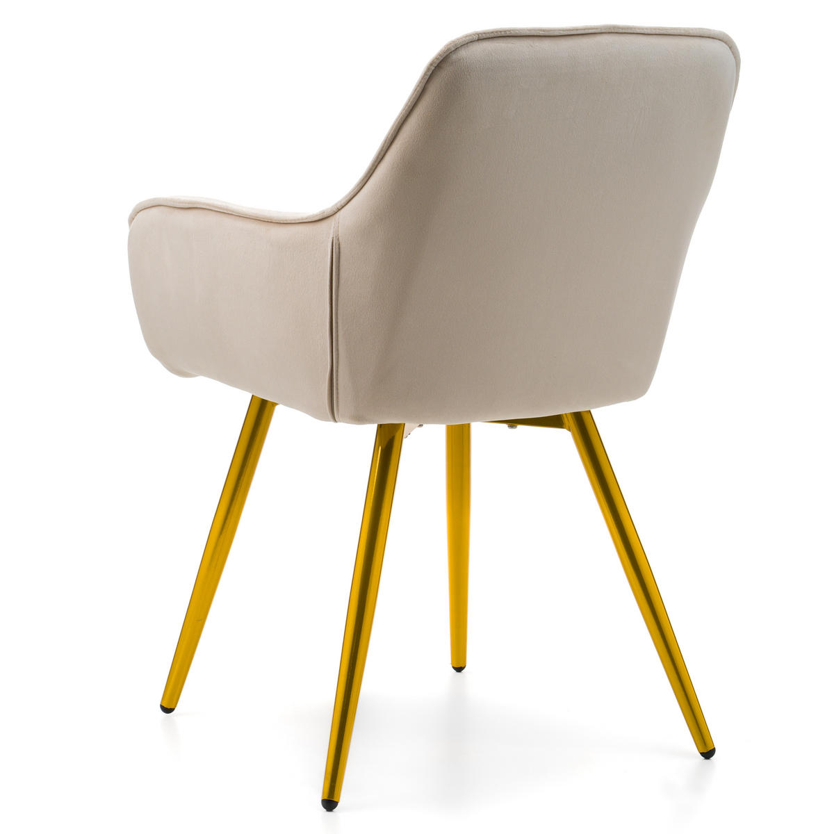 STUHL SIENA gepolstert mit Steppung - beige goldene Beine - Samt Velours - Ecru/Beige, Textil/Metall (58/87/61cm) - NEW HOME
