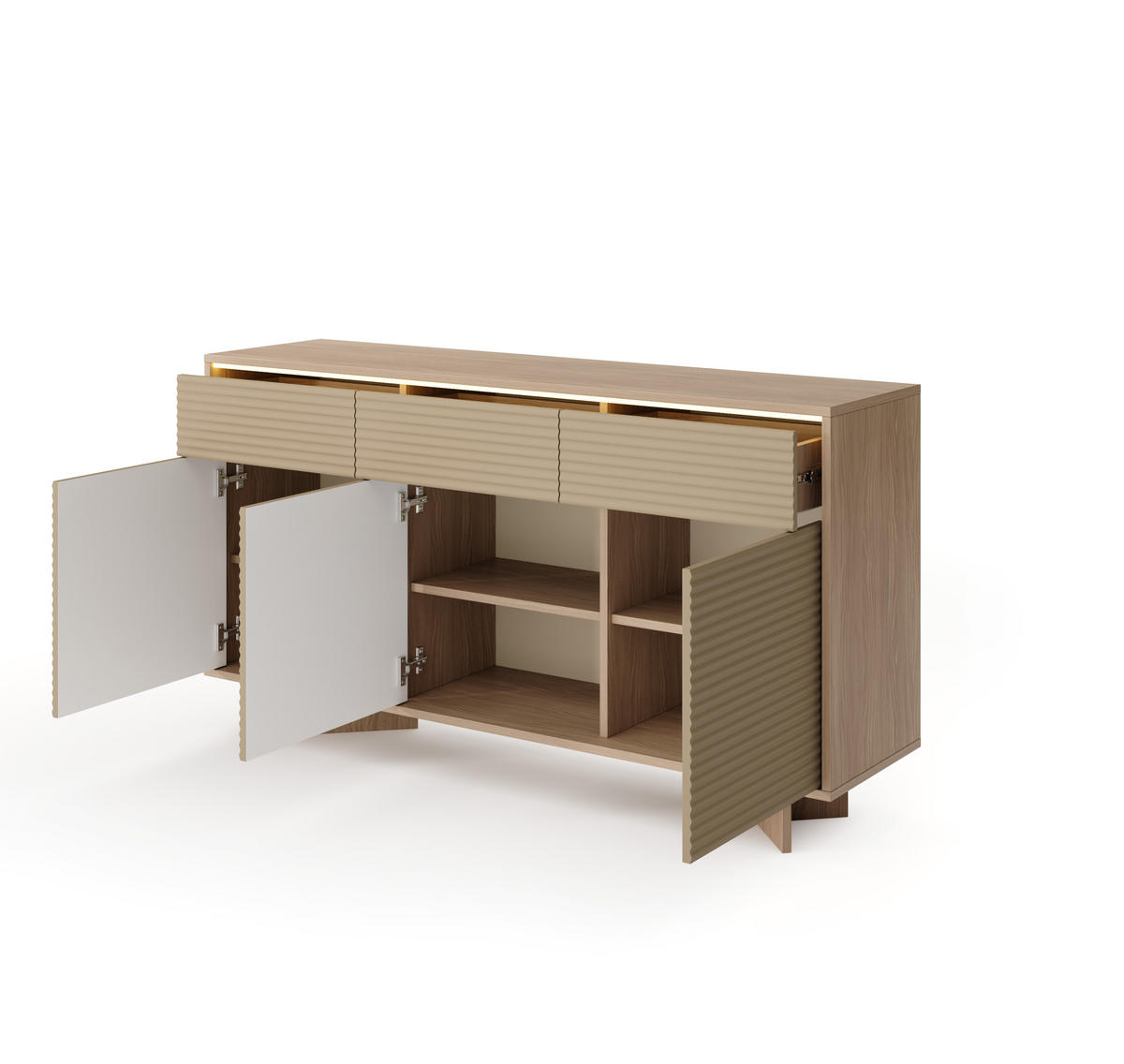 KOMMODE: Naturbolivar, 153,9 x 84,4 x 40 cm - Eichefarben, Holzwerkstoff (153.9/84.4/40cm) - 3XE LIVING