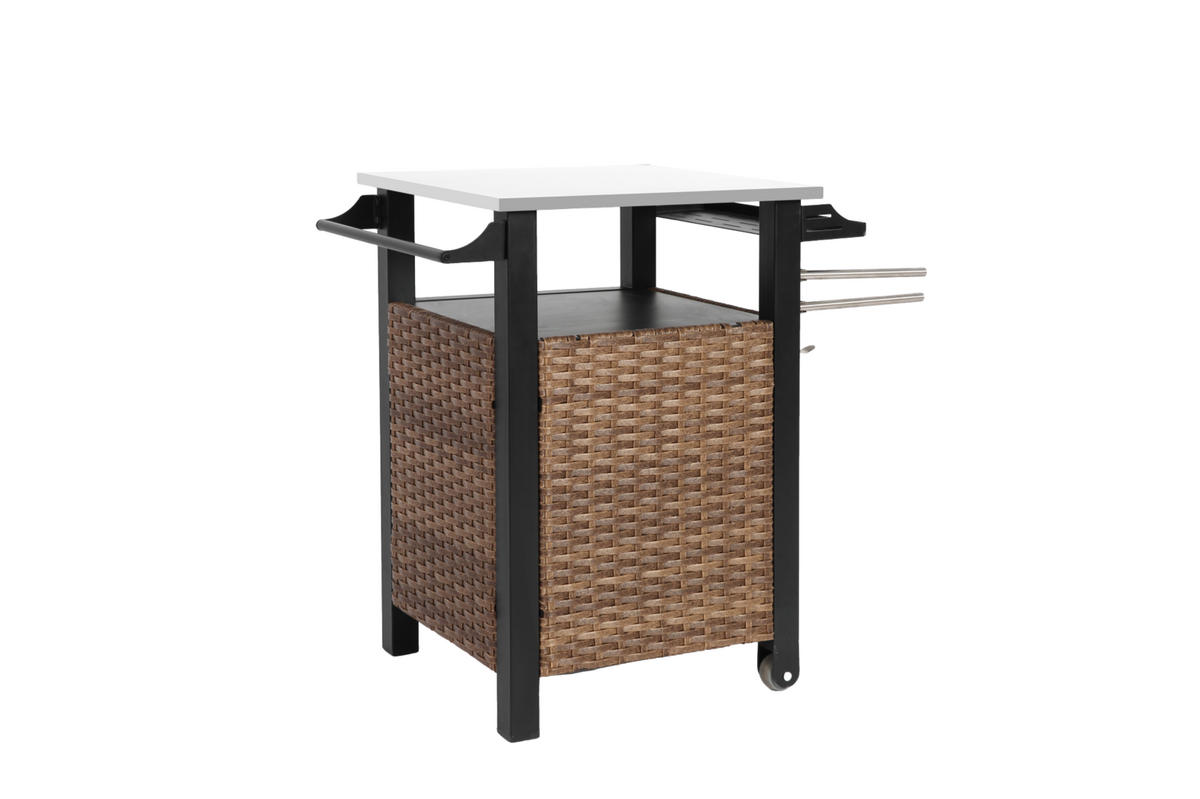 KÜCHENINSEL 76/85/57 cm Braun aus Stahl mit Rollen - Braun, Metall (76/85/57cm) - OKMYHOME