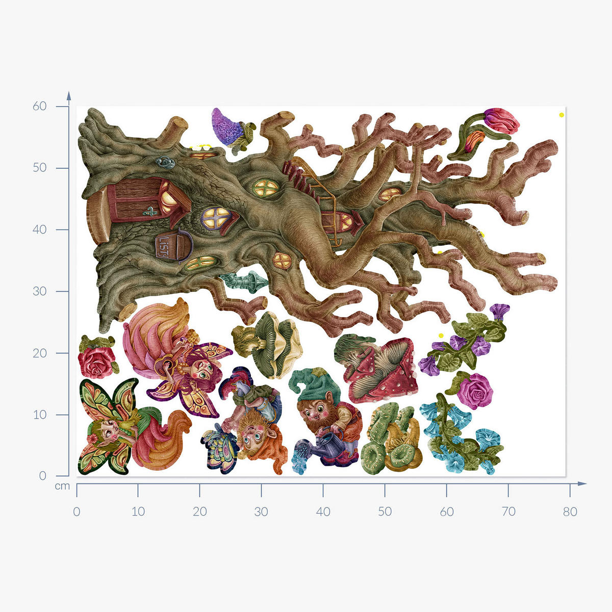 WANDAUFKLEBER 60x79cm - Feenwald - Multicolor, Kunststoff (60/79/0.1cm) - Wallfluent