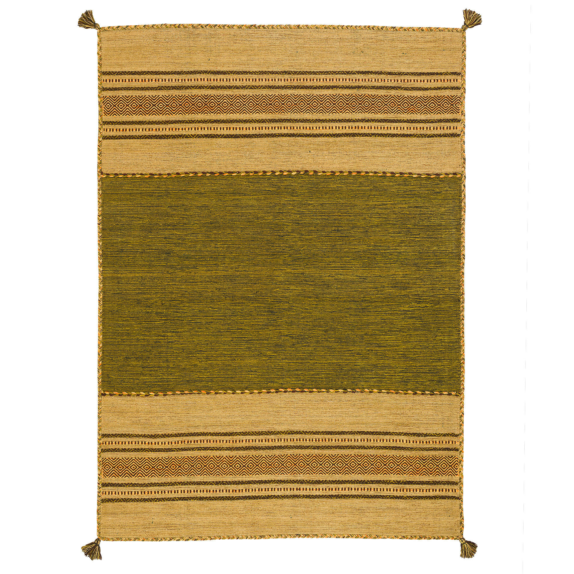 NATUR TEPPICH KELIM NAVARRO - Grün, Textil (170/240cm) - Pergamon