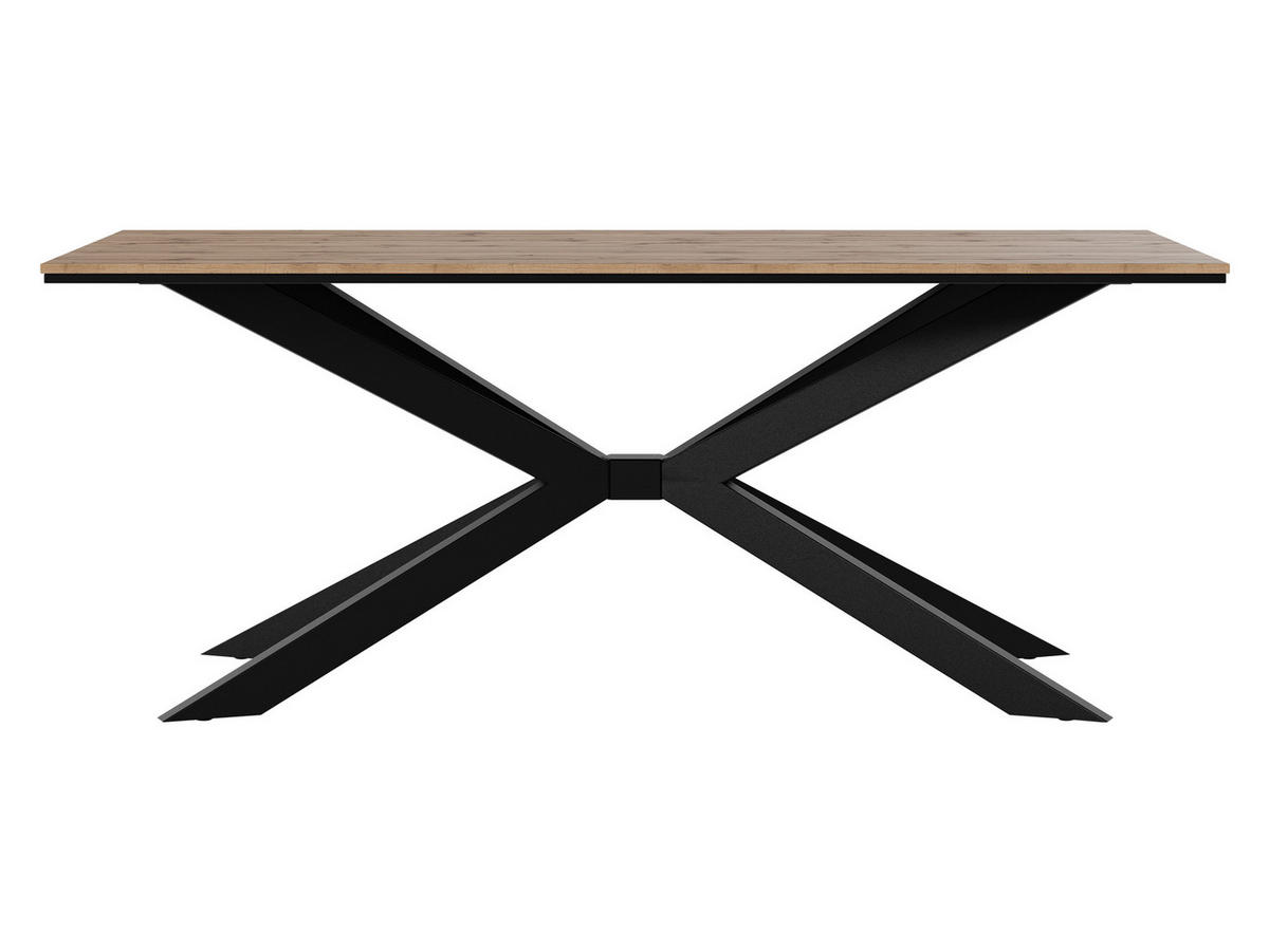 ESSTISCH Flora - Eiche Wotan/Schwarz, Holzwerkstoff/Metall (90/190/74cm) - MIRJAN24