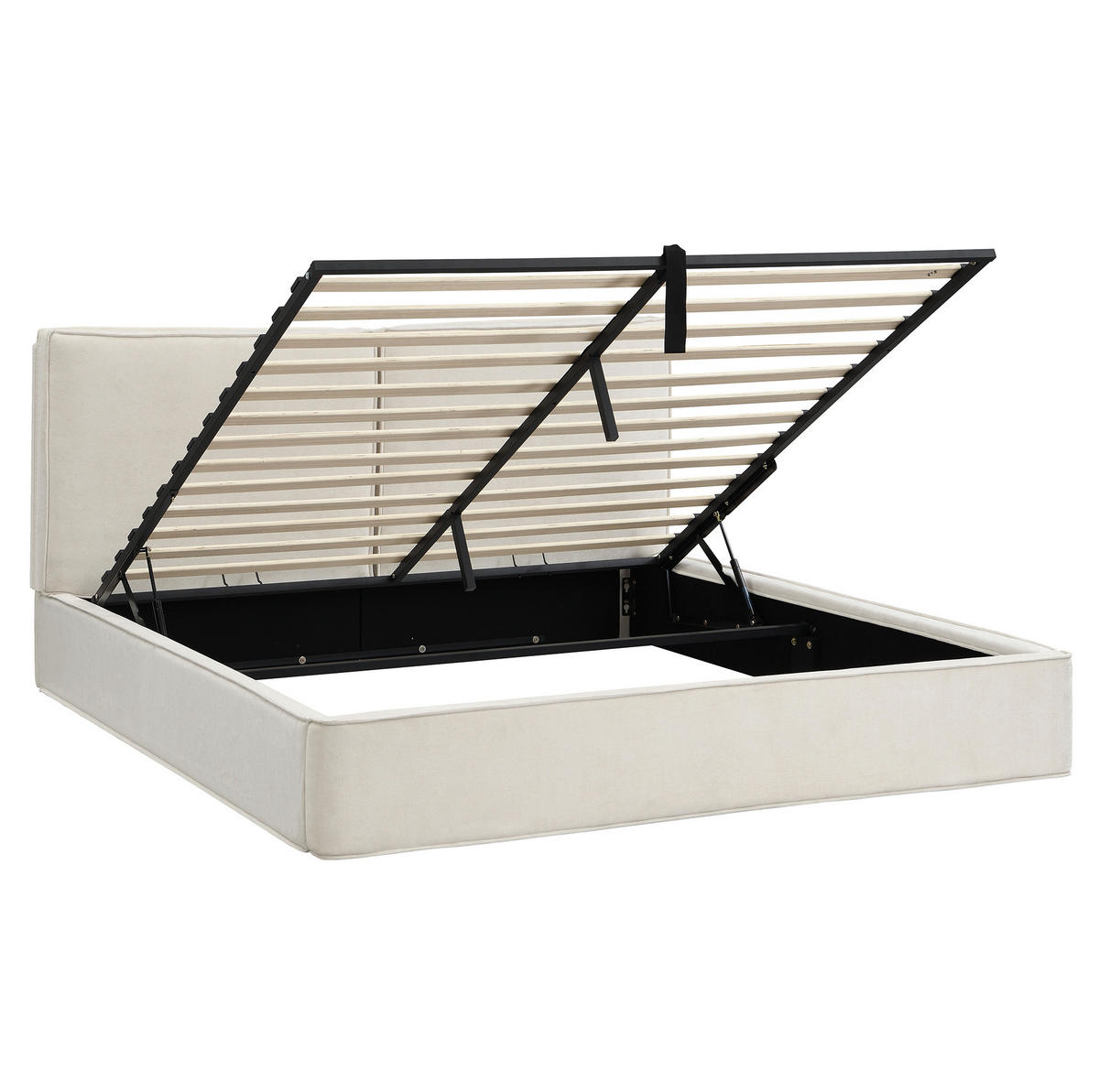 POLSTERBETT 180/200 cm mit hydraulischem Stauraum, Lattenrost und gepolstertem Kopfteil aus Chenille, Beige - Beige, Textil (180/200cm) - Redom