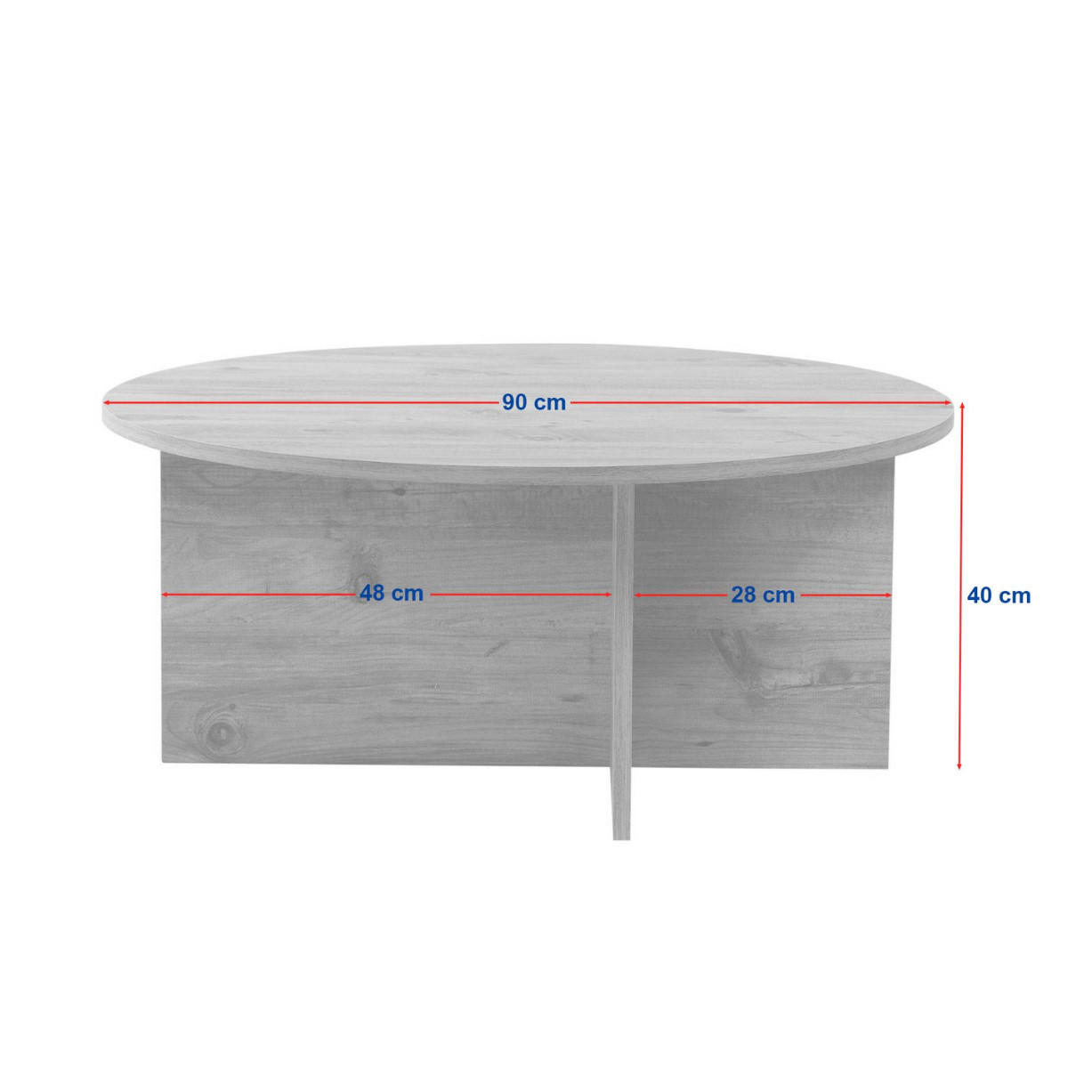 COUCHTISCH mit abgerundeter Platte - soleil 90/90/40 cm - Kieferfarben, Holzwerkstoff (95/90/40cm) - Calicosy