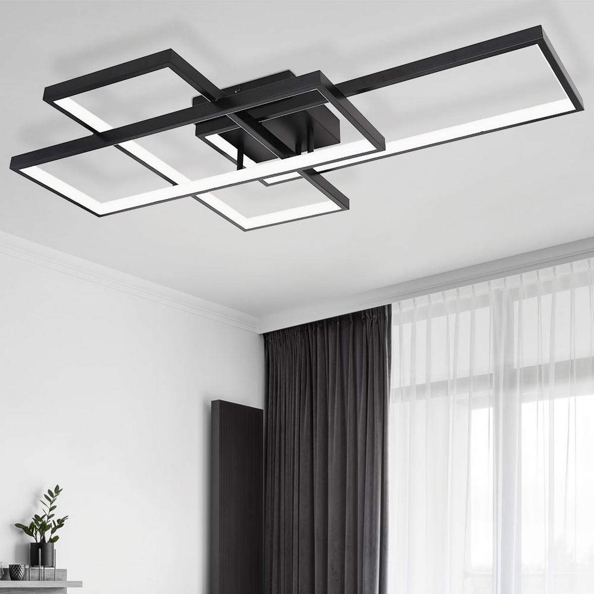 LED DECKENLEUCHTE Schwarz Opal - Schwarz, Metall (75/50/10cm)