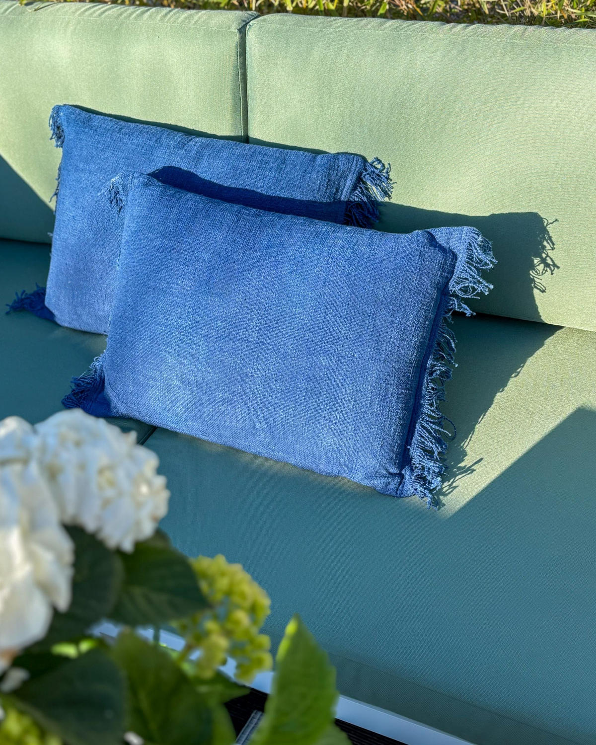 DEKORATIVNÍ POLŠTÁŘ sada 2 ks Námořnicky modrý 50/35 cm Maba - světle modrá, textil (35/50cm) - Beliani